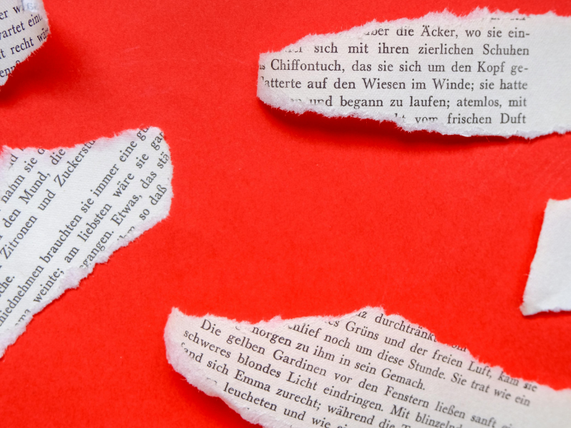 German text scraps paper